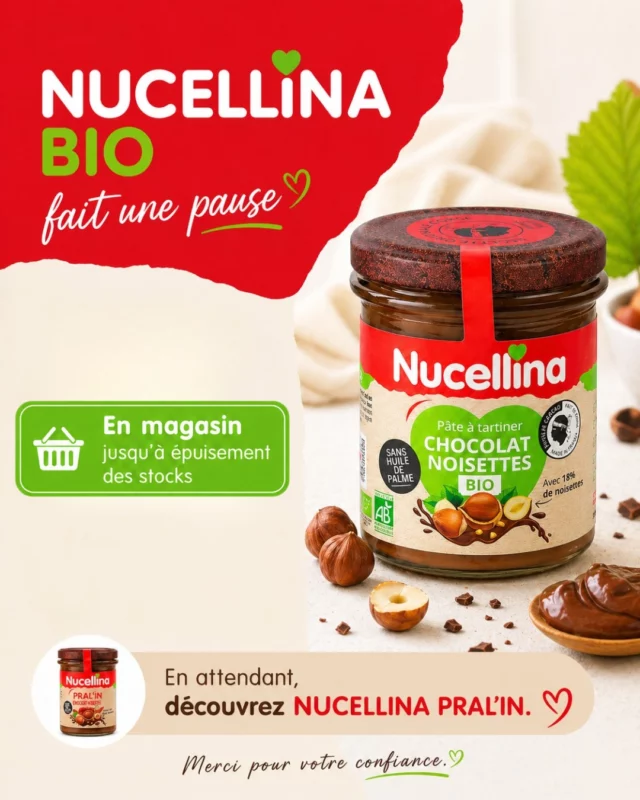 NUCELLINA BIO fait une pause 🌿
Depuis nos débuts, NUCELLINA BIO occupe une place particulière dans notre gamme… et dans le cœur de nombreux gourmands.
Aujourd’hui, nous faisons le choix de suspendre momentanément sa production.
Pourquoi ?
Parce qu’une pénurie de beurre de cacao biologique répondant à nos exigences ne nous permet plus de fabriquer cette recette avec le niveau de qualité que nous souhaitons vous offrir.
Plutôt que de faire un compromis sur la qualité de notre recette, nous préférons patienter jusqu’au retour d’un approvisionnement à la hauteur de notre savoir-faire.
Vous pourrez encore retrouver NUCELLINA BIO en magasin, dans les rayons habituels, jusqu’à épuisement des stocks.
En attendant son retour, nous vous invitons à découvrir NUCELLINA PRAL’IN, notre nouvelle recette gourmande aux notes pralinées.
Merci pour votre confiance et votre fidélité ❤️
#Nucellina #NucellinaBio #PateATartiner #SansHuileDePalme #Bio #MadeInCorsica #Gourmandise #ChocolatNoisettes #EpicerieFine #Praliné #corse